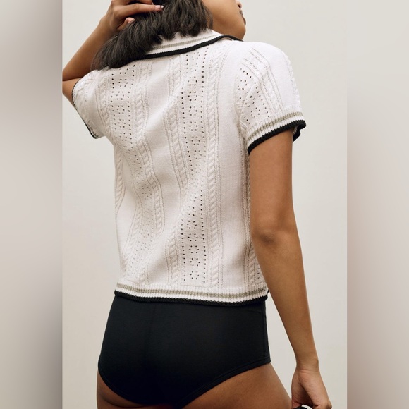 NWT RD Style Short-Sleeve Pointelle Polo Sweater - Picture 4 of 10